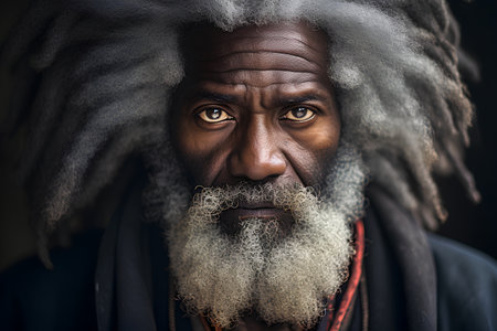 Portrait of an old man with a long beard and mustache.の素材