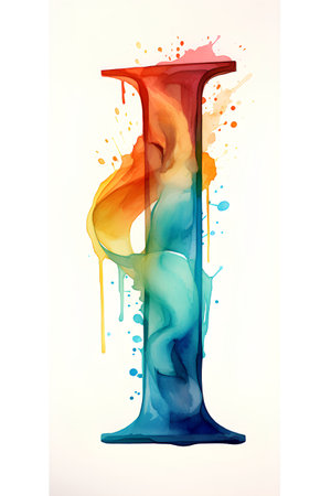 Alphabet watercolor paint splash, letter I. Vector illustration.の素材