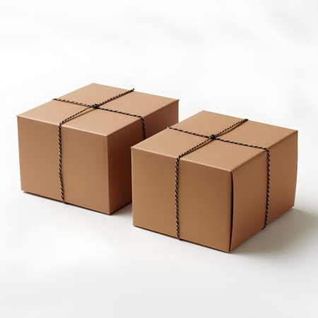 Three brown cardboard boxes on a white background. 3d rendering.の素材
