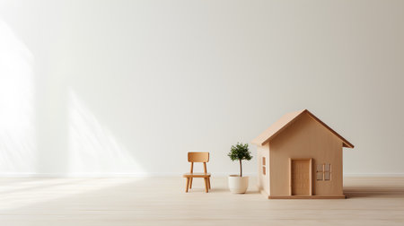 interior with wooden house and chair, 3d render illustration mock upの素材