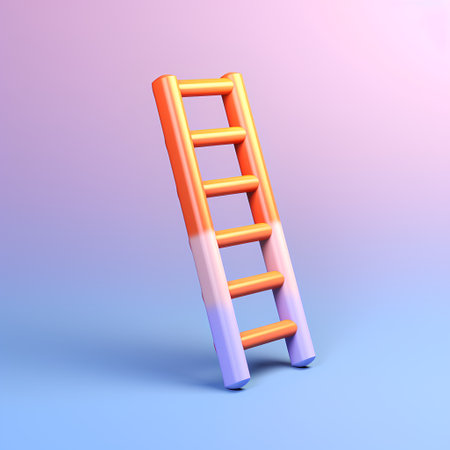 3d rendering of a ladder isolated on a colorful background in neon lightの素材