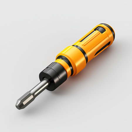 Yellow screwdriver isolated on a white background. 3d illustration.の素材