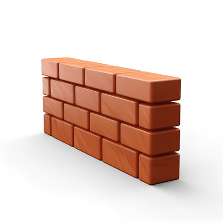 Brick wall isolated on a white background. 3d render.の素材