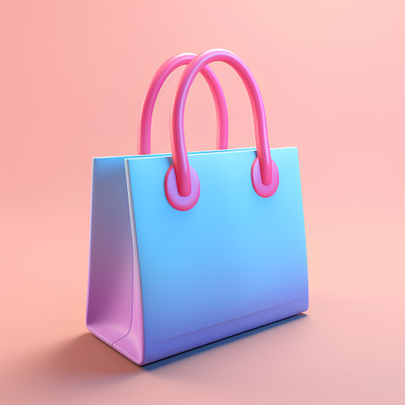 Shopping bag isolated on pink background. 3d render illustration.の素材