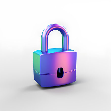 Padlock on a white background. 3d rendering, 3d illustration.の素材