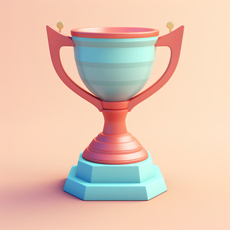 3d render of a trophy cup on a light background. Vector illustrationの素材