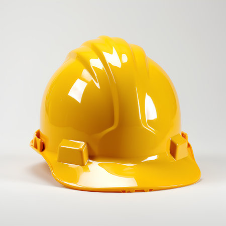 Hard hat isolated on a white background. 3D rendering image.の素材