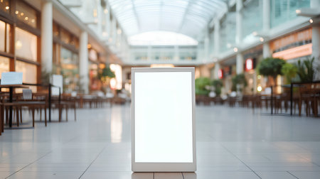 Blank advertising stand in shopping mall. 3d rendering mock upの素材