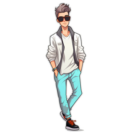 Handsome young man in casual clothes and sunglasses. Vector illustration.の素材