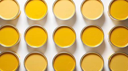 Cans of yellow paint on a white background. 3d renderingの素材