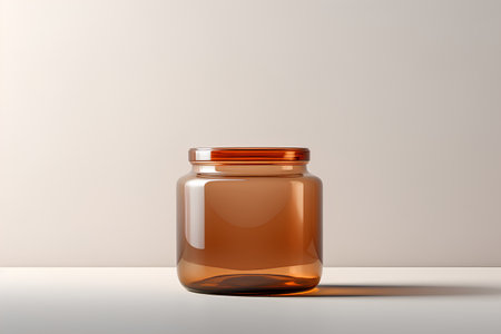 Mockup of a glass jar on a light background. 3d renderingの素材