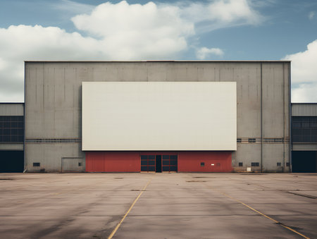 Large blank billboard on a factory building, ready for your advertisement.の素材
