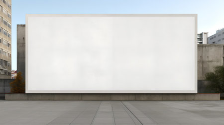 Blank white poster on the wall in the city. 3d renderingの素材