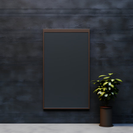Mock up poster frame in interior background, 3D render illustrationの素材