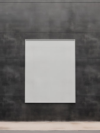 Blank white poster on the wall. Mock up, 3D Renderingの素材