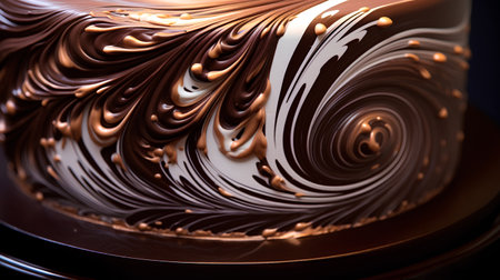 3d render of chocolate swirls on black background. Chocolate swirls.の素材