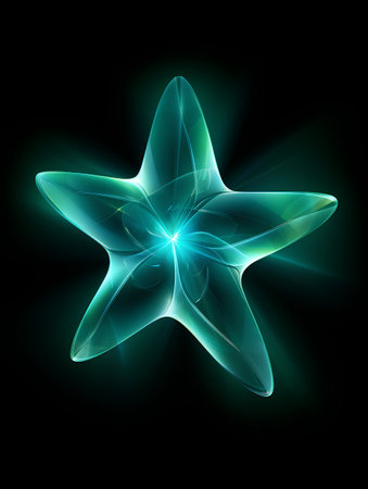 Abstract glowing star on black background. Vector illustration for your design.の素材
