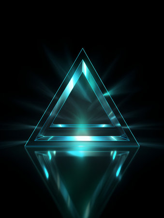 Glowing triangle in space, computer generated abstract background, 3D renderingの素材