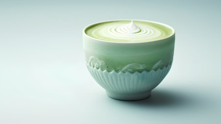 Green matcha latte on white background, clipping path included.の素材