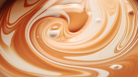 close up of a chocolate syrup swirl on white background with soft focusの素材