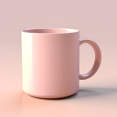 3d render of a pink coffee cup on a pink background.の素材