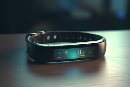 Smart watch on the table. 3d illustration. Toned.の素材