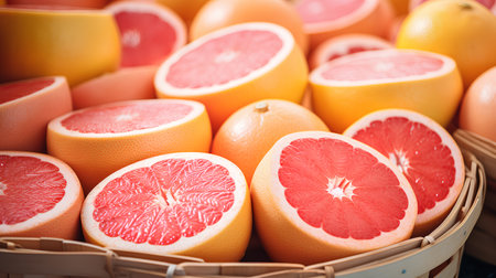 Variety of citrus fruit including lemons, lines, grapefruits and oranges.の素材