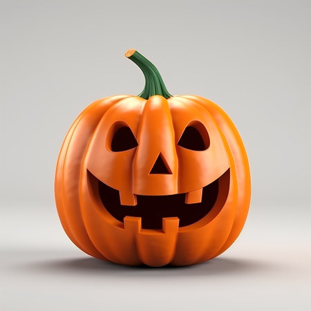 Halloween pumpkin isolated on white background. 3d render illustration.の素材