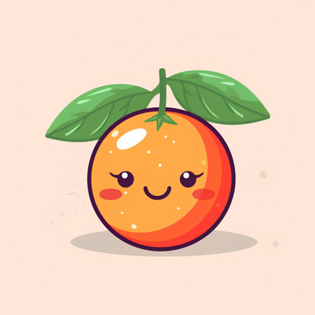 Cute and kawaii orange fruit character. Vector flat cartoon illustrationの素材