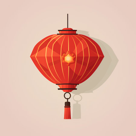 Chinese lanterns. Vector illustration in flat style on light background.の素材
