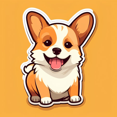 Cute cartoon corgi pembroke vector icon. Vector illustration.の素材