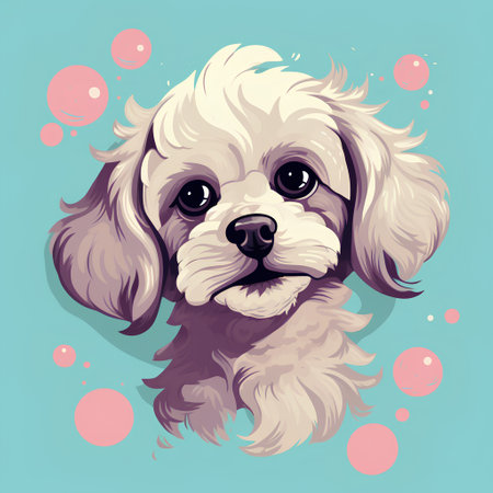 Cute shih tzu dog portrait. Vector illustration in cartoon style.の素材