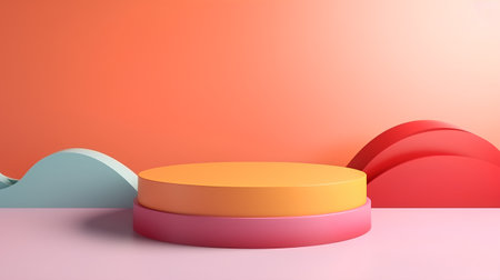 Abstract scene podium mockup. Award ceremony concept. 3d renderの素材