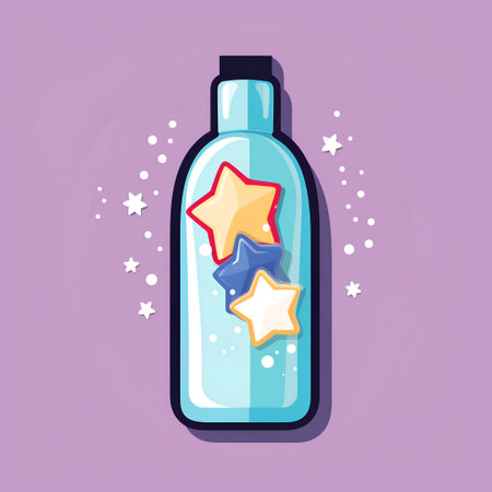 Illustration of a bottle with a star inside. Vector illustration.の素材