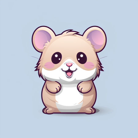 Cute cartoon hamster isolated on blue background. Vector illustration.の素材