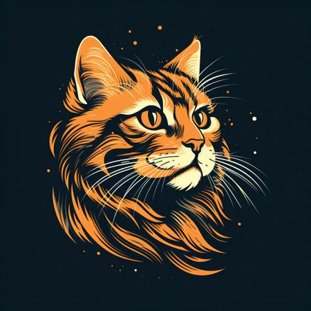Portrait of a cat on a dark background. Vector illustration.の素材