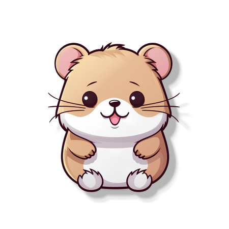 Cute hamster cartoon sticker. Vector illustration of hamster.の素材
