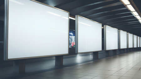 Blank billboard in subway station. 3d rendering. Mock up.の素材