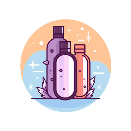 Cosmetic bottles. Cosmetics and beauty products. Vector illustration.の素材