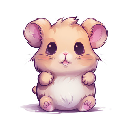 Cute hamster isolated on white background. Vector cartoon illustration.の素材