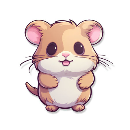 Cute hamster isolated on white background. Vector cartoon illustration.の素材