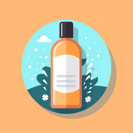 Cosmetic bottle with blank label. Vector illustration in flat style.の素材