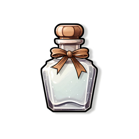 Magic potion bottle with bow isolated on white background. Vector illustration.の素材