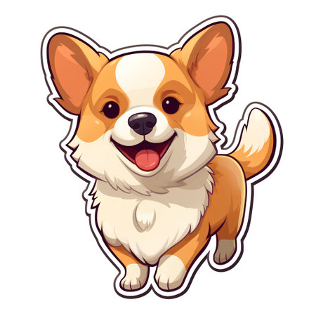 Cute cartoon welsh corgi pembroke vector illustrationの素材