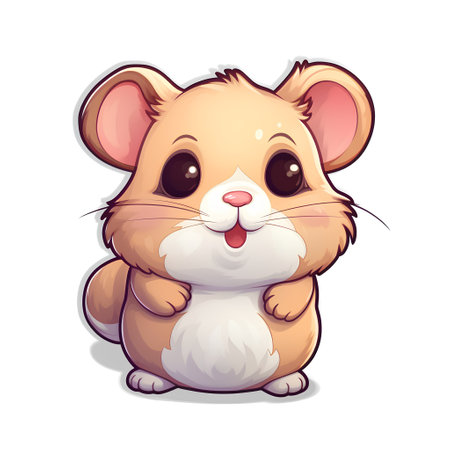 Cute hamster cartoon isolated on white background. Vector illustration.の素材