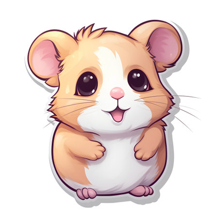 Cute hamster isolated on white background. Vector cartoon illustration.の素材