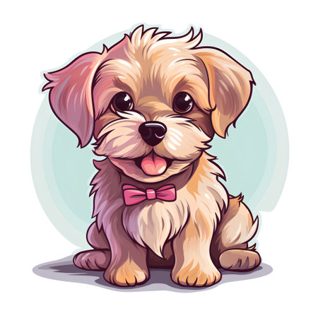 Cute dog with pink bow. Vector illustration for your design.の素材