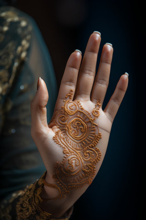 Henna on the hand of indian woman, close-upの素材