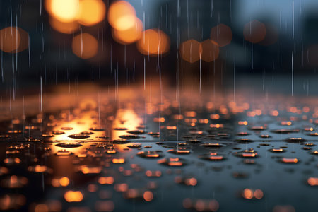 Rain drops on a wet asphalt in the city. 3d renderingの素材