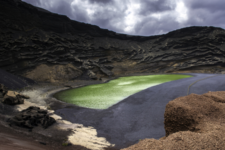 The Green Lagoon - Lago Verde / El Golfo / Lanzarote / Canary Islandsの写真素材